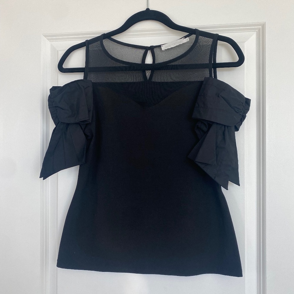 Anne Fontaine Black Myrtille Cut Out Bow Top